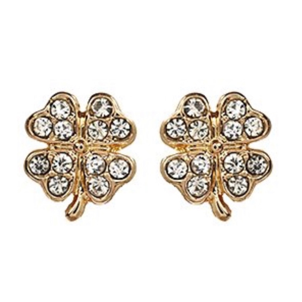 🍀Crystal & Goldtone 4 Leaf Clover Earrings🍀